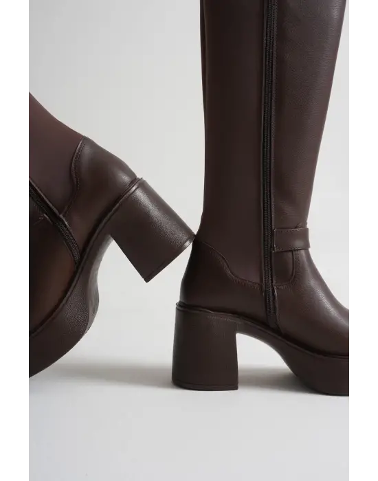 Woly Kadın Günlük Acı Kahve Tokalı Çizme