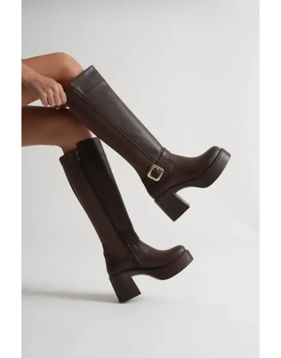 Woly Kadın Günlük Acı Kahve Tokalı Çizme