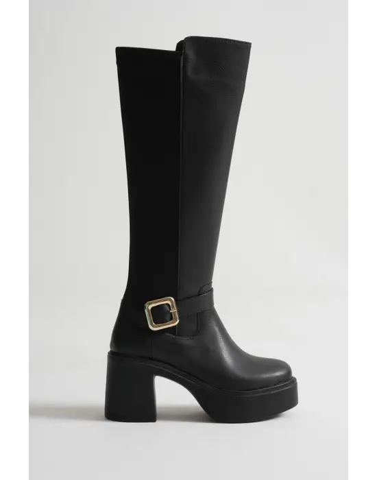 Woly Kadın Günlük Siyah Tokalı Çizme