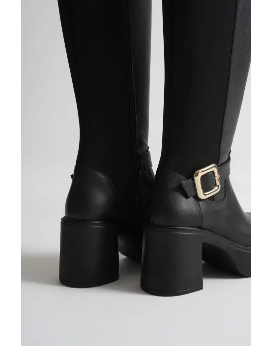 Woly Kadın Günlük Siyah Tokalı Çizme