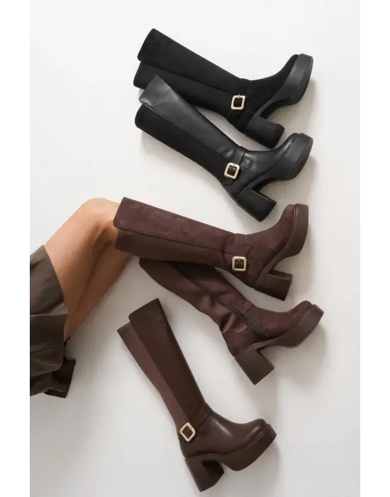 Woly Kadın Günlük Siyah Tokalı Çizme