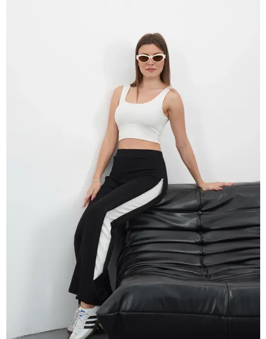 Yandan Katlamalı Oys Pantolon Siyah