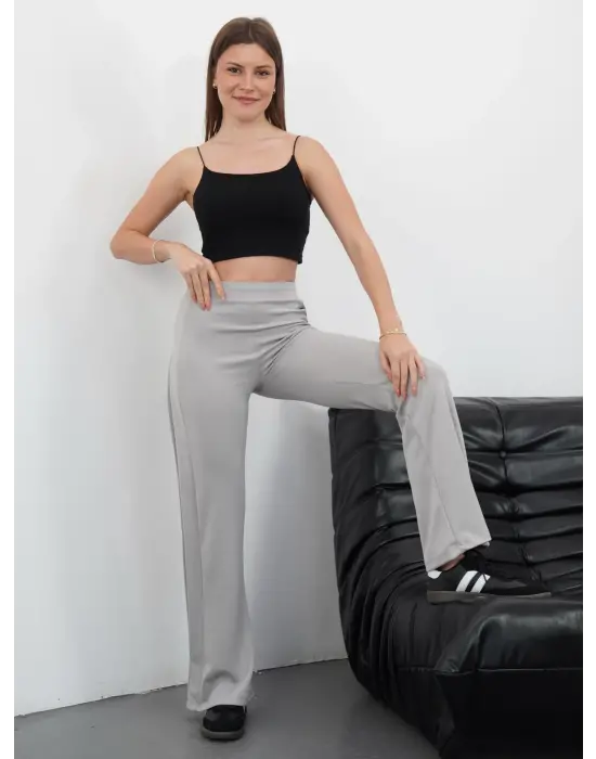 Yandan Katlamalı Pantolon Gri