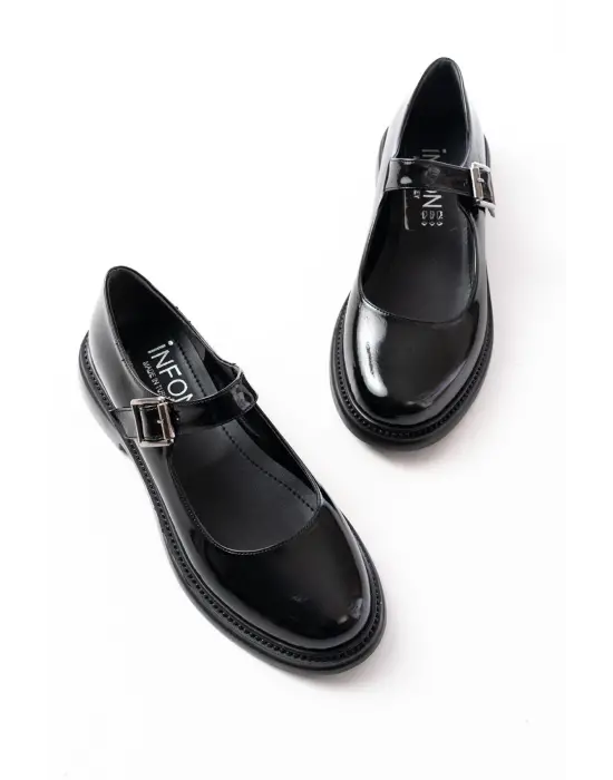 Siyah Rugan Günlük Bayan Ayakkabı