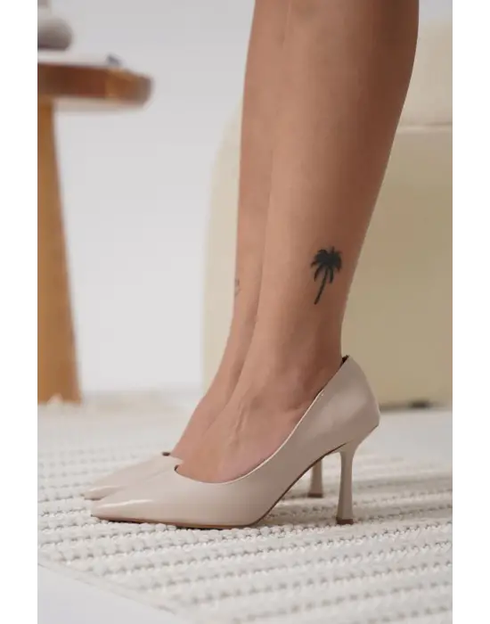 Zelena Kadın Mat Bej Stiletto