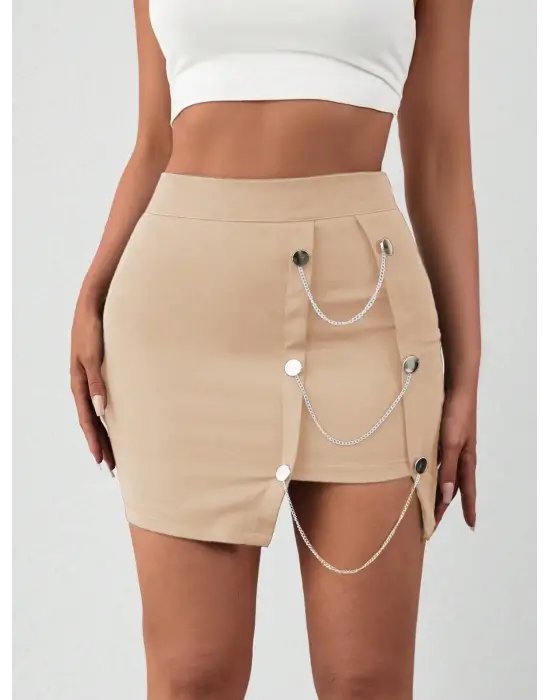 Zincirli Mini Şortlu Etek