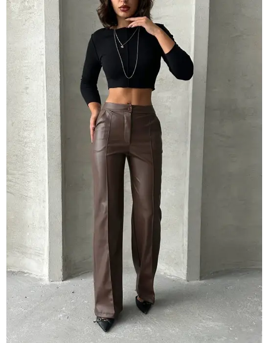 Zr Deri Palazzo Pantolon Kahve H24654