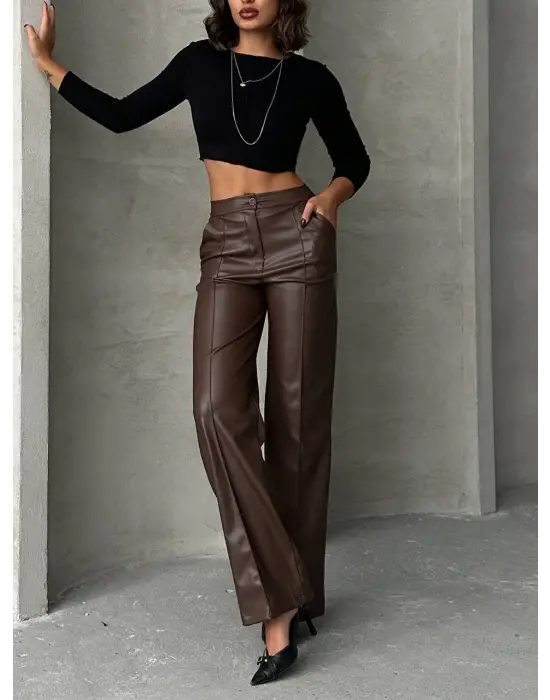 Zr Deri Palazzo Pantolon Kahve H24654