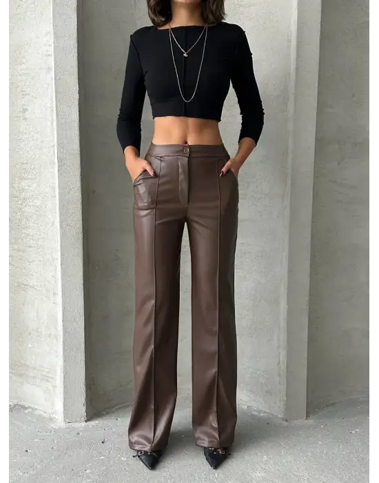Zr Deri Palazzo Pantolon Kahve H24654