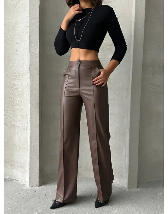 Zr Deri Palazzo Pantolon Kahve H24654