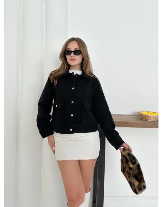 Zr Model Kaşe Ceket Siyah St255807