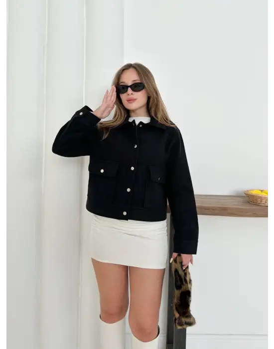 Zr Model Kaşe Ceket Siyah St255807