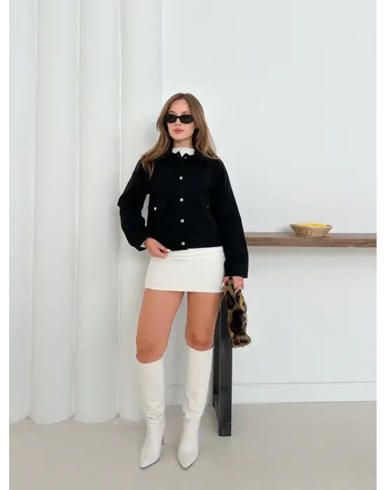 Zr Model Kaşe Ceket Siyah St255807