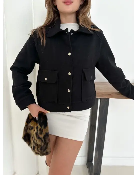 Zr Model Kaşe Ceket Siyah St255807