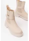 Bej Toka Aksesuarlı Lastikli Günlük Kadın Bot