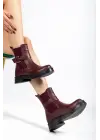 02-2004 Bordo Luna Toka Aksesuarlı Lastikli Günlük Kadın Bot