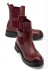 02-2004 Bordo Luna Toka Aksesuarlı Lastikli Günlük Kadın Bot