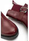 02-2004 Bordo Luna Toka Aksesuarlı Lastikli Günlük Kadın Bot