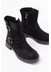 Siyah Süet Toka Aksesuarlı Günlük Kadın Bot