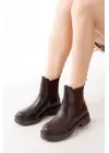 Kahverengi Lastikli Günlük Kadın Bot