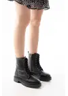 Siyah Luna Bağcıklı Fermuarlı Günlük Kadın Bot
