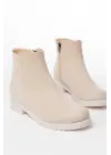 Bej Süet Fermuarlı Günlük Kadın Bot
