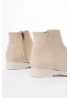 Bej Süet Fermuarlı Günlük Kadın Bot