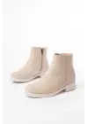 Bej Süet Fermuarlı Günlük Kadın Bot