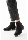 Siyah Süet Fermuarlı Günlük Kadın Bot