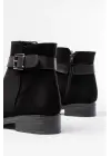 Siyah Süet Toka Aksesuarlı Fermuarlı Günlük Kadın Bot