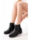Siyah Taş Aksesuarlı Fermuarlı Günlük Kadın Bot