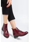 165-225 Bordo Yanki Bağcıklı Fermuarlı Günlük Kadın Bot