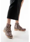 Leopar Bağcıklı Fermuarlı Günlük Kadın Bot