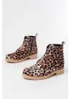 Leopar Bağcıklı Fermuarlı Günlük Kadın Bot