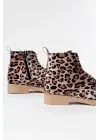Leopar Bağcıklı Fermuarlı Günlük Kadın Bot