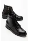 165-225 Siyah Yanki Bağcıklı Fermuarlı Günlük Kadın Bot