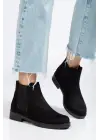 165-230 Siyah Süet Lastikli Günlük Kadın Bot