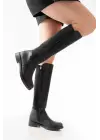 165-305 Siyah Arka Streç Fermuarlı Günlük Kadın Çizme