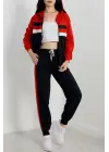 2 İplik Alt Üst Eşofman Takımı Siyah Kırmızı