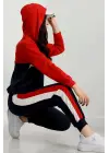 2 İplik Alt Üst Eşofman Takımı Siyah Kırmızı