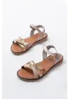205-015 Bej Garni Ortopedik Hakiki Deri Kadın Sandalet