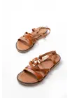 205-017 Taba Ortopedik Hakiki Deri Kadın Sandalet