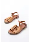 205-029 Bej Ortopedik Hakiki Deri Kadın Sandalet