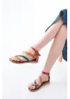 205-039 Taba Multi Bilekten Bağlamalı Parmak Arası Kadın Sandalet