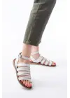 205-041 Beyaz Ortopedik Hakiki Deri Kadın Sandalet