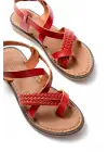 205-09 Kırmızı Ortopedik Hakiki Deri Kadın Sandalet
