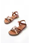 205-093 Koyu Kahve Garni Hakiki Deri Ortopedik Taban Kadın Sandalet
