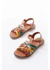 205-208 Multi Hakiki Deri Ortopedik Taban Kadın Sandalet