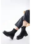 Siyah Dalgıç Fermuarlı Günlük Kadın Bot