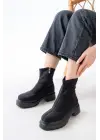 Siyah Dalgıç Fermuarlı Günlük Kadın Bot
